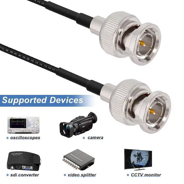 Alt view image 5 of 7 - 3G SDI Cable 66ft Long 75 Ohm BNC Male to Male Black RG179 SDI Video Cable for Camera BMCC Video CCTV Monitor SDI Monitor Converters Splitter Recorders