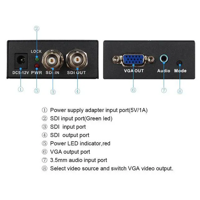 Alt view image 6 of 7 - SDI to VGA Audio Converter Support 1080P for VGA SDI Monitor
