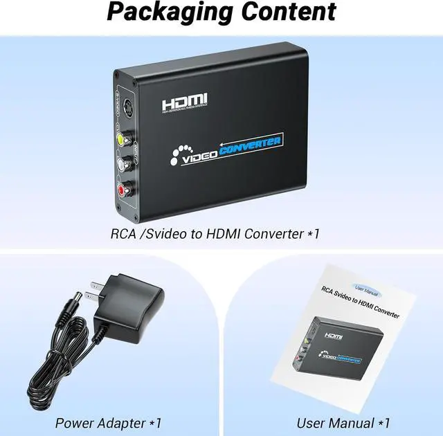 Alt view image 7 of 7 - RCA Svideo to HDMI Converter RCA and Svideo Cables Included Mezcenoy Svideo Composite AV RCA to HDMI Converter for PS1/PS2/Wii/NGC/DVD/VHS/VCR