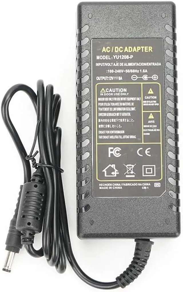 Alt view image 3 of 7 - 12V 8A Power Supply Adapter AC100-240V to DC12V Converter Transformer with 5.5x2.5mm DC Output Jack for LED Strip Light Wireless Router ADSL Cats Security Cameras