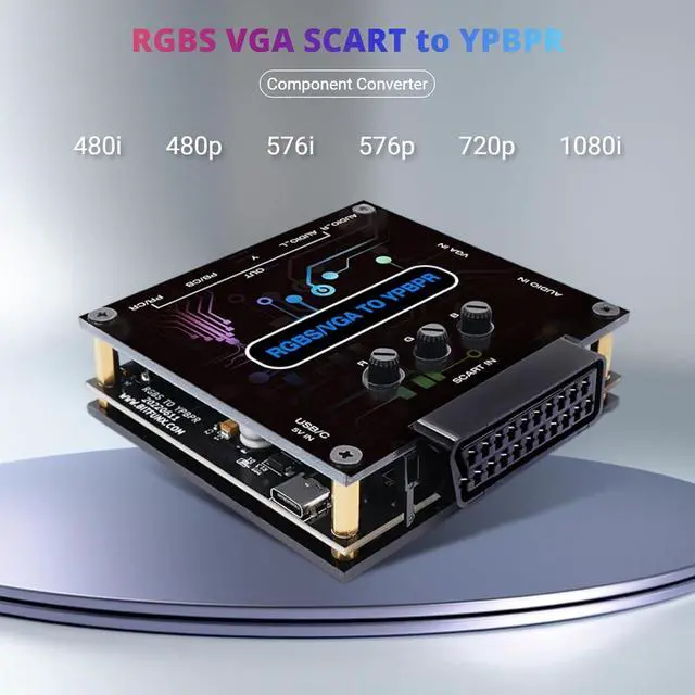 Alt view image 2 of 7 - RGBS VGA SCART to YPBPR Component Converter, 480i 480p 576i 576p 720p 1080i Video Transcoding Converter Color Difference Video Converter for for for N64