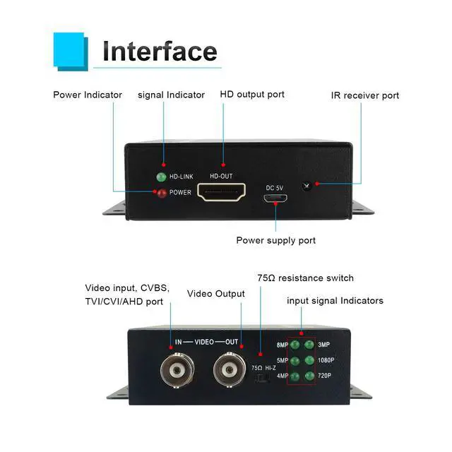 Alt view image 3 of 7 - TVI CVI AHD CVBS to HDMI Converter Full HD 4K 8MP/5MP/4MP/3MP/1080P/720P BNC to HDMI Converter Adapter for Monitor HDTV DVR