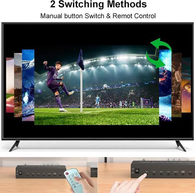Alt view image 6 of 7 - 4 Port AV to HDMI Converter 1080P Fit for RCA/Composite/CVBS to HDMI Converter Adapter Support 16:9/4:3 Switch Compatible with Wii N64 PS1 PS2 PS3 VHS VCR DVD Players etc (with Remote)