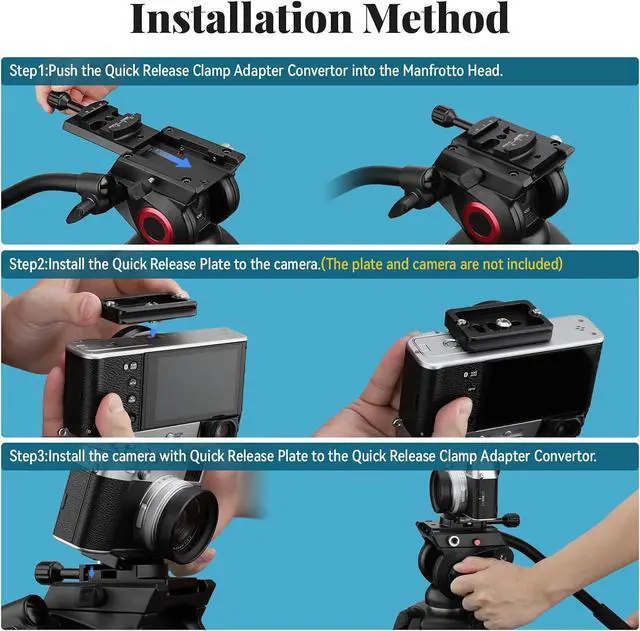 Alt view image 4 of 7 - CP-MA90 Quick Release Plate QR Clamp Adapter Convertor for Select Manfrotto Tripod Fluid Video Head to Arca-Swiss Compatible Fit 501PL / Q5 / 504PLONG / 500PLONG Heads
