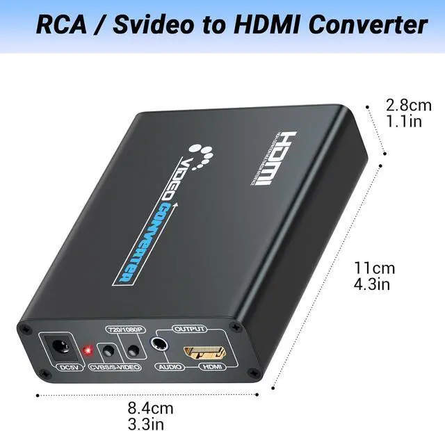 Alt view image 6 of 7 - RCA Svideo to HDMI Converter RCA and Svideo Cables Included Mezcenoy Svideo Composite AV RCA to HDMI Converter for PS1/PS2/Wii/NGC/DVD/VHS/VCR
