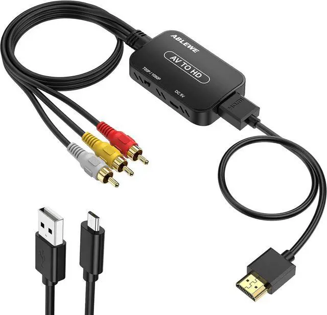 Main image of RCA to HDMI Converter AV to HDMI Converter with RCA Cable & HDMI Cable Supports PAL/NTSC for /VHS/VCR/Blue-Ray DVD Players