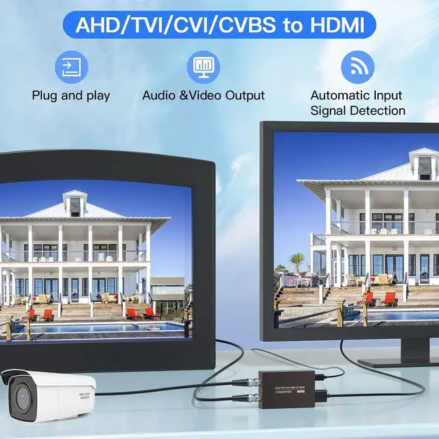 Alt view image 7 of 7 - CVI/TVI/AHD to HDMI Converter Full HD 4K 720P/1080P/3MP/4MP/5MP/8MP AHD/TVI/CVI to HDMI Adapter BNC(TVI/CVI/AHD/CVBS) Video Signal to Display on Monitor/HDTV with HDMI Input