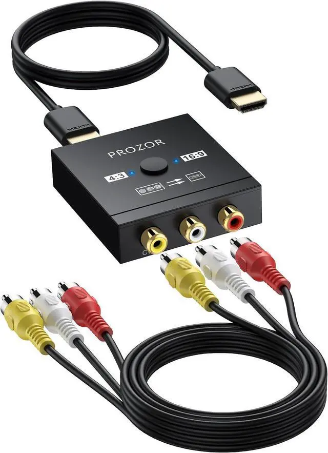 Main image of RCA to HDMI Converter with 4:3/16:9 Switch AV to HDMI Adapter for TV Composite CVBS Video Audio Converter for PS1/PS2/N64/Wii/Xbox/VCR/VHS/DVD Supports PAL/NTSC Plug & Play