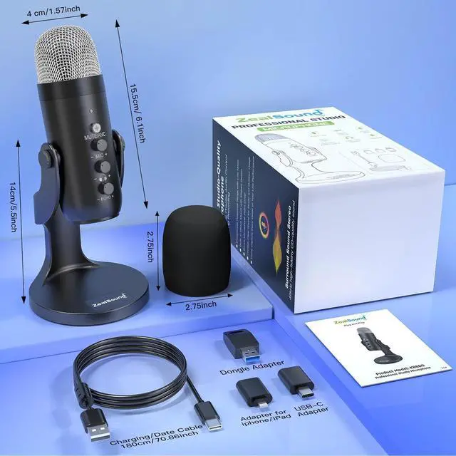 Alt view image 7 of 7 - Wireless Microphone for PC, Noise Cancellation Podcast Mic with Gain, Mute, Monitor & Echo Control, Cordless Mic for YouTube, ASMR, Podcasting, Streaming, iPhone, iPad, Android, Mac, K66DG
