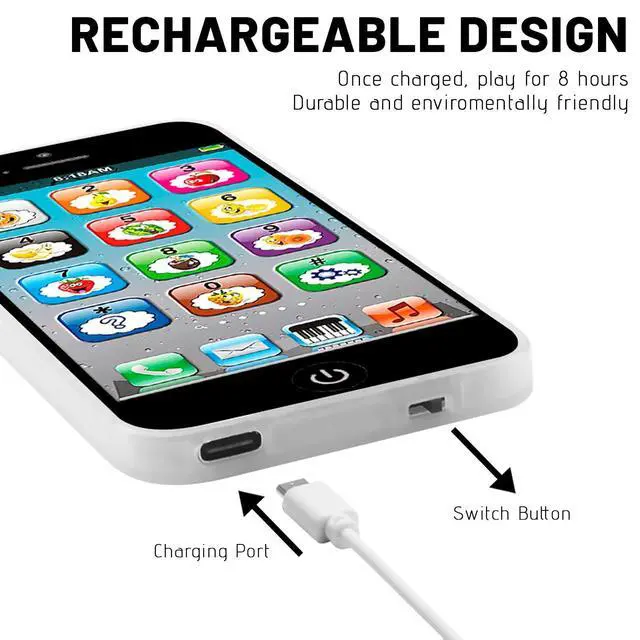 Alt view image 3 of 7 - Toy Learning Play Cell Phone with 8 Functions and Dazzling Lights Interactive Toy for Toddler Baby Kids Boys Girls