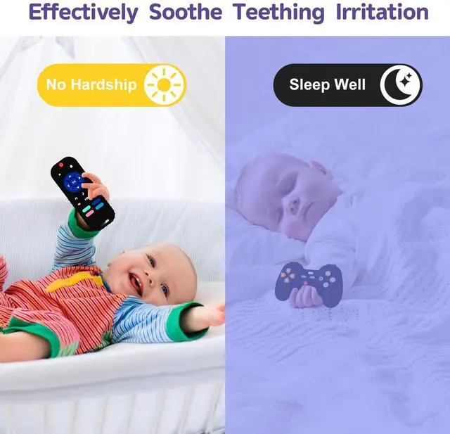 Alt view image 3 of 7 - 2 Pack Silicone Teething Toys for Babies 0-6 Months, Teethers for Babies 6-12 Months, Remote Teether for Baby, Sensory Toys for Babies, Baby Chew Toys KLW8808