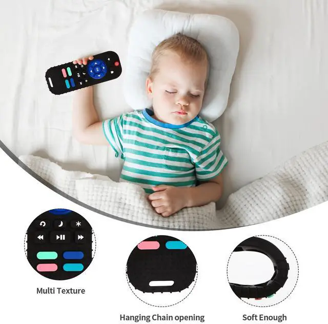 Alt view image 5 of 7 - 2 Pack Silicone Teething Toys for Babies 0-6 Months, Teethers for Babies 6-12 Months, Remote Teether for Baby, Sensory Toys for Babies, Baby Chew Toys KLW8808