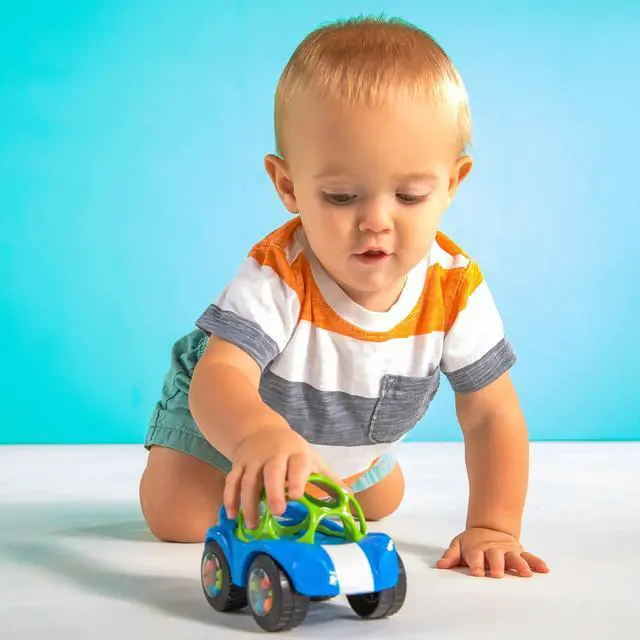 Alt view image 4 of 7 - Oball Easy Grasp Rattle & Roll Toy Sports Car BPA-Free Infant Crawling Toy, 1 Pack, Age 3 Months and up, Blue/Green