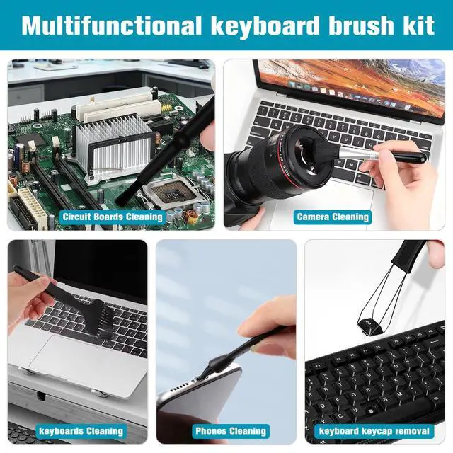 Alt view image 6 of 7 - 6PCS Keyboard Brush Cleaner Kit with Keycap Puller & Switch Puller, PP Handle Nylon Small Space Dust Removal Anti Static Brush for Computer Keyboard Electrical Appliance Seam Motherboard Camera