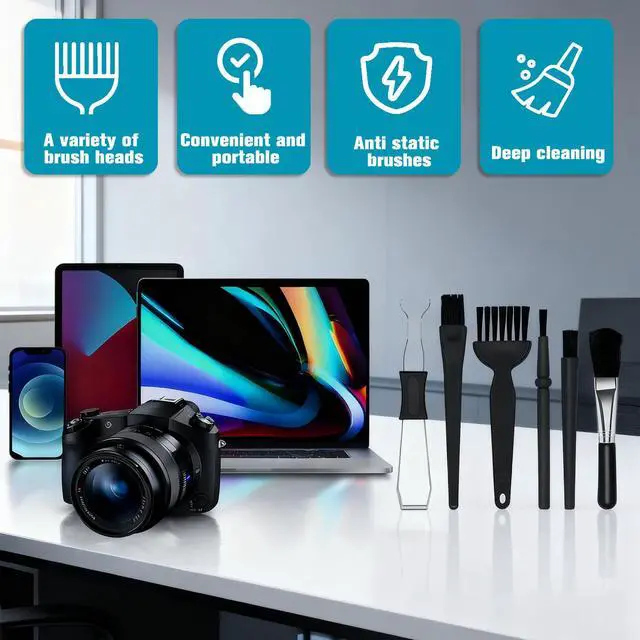 Alt view image 4 of 7 - 6PCS Keyboard Brush Cleaner Kit with Keycap Puller & Switch Puller, PP Handle Nylon Small Space Dust Removal Anti Static Brush for Computer Keyboard Electrical Appliance Seam Motherboard Camera