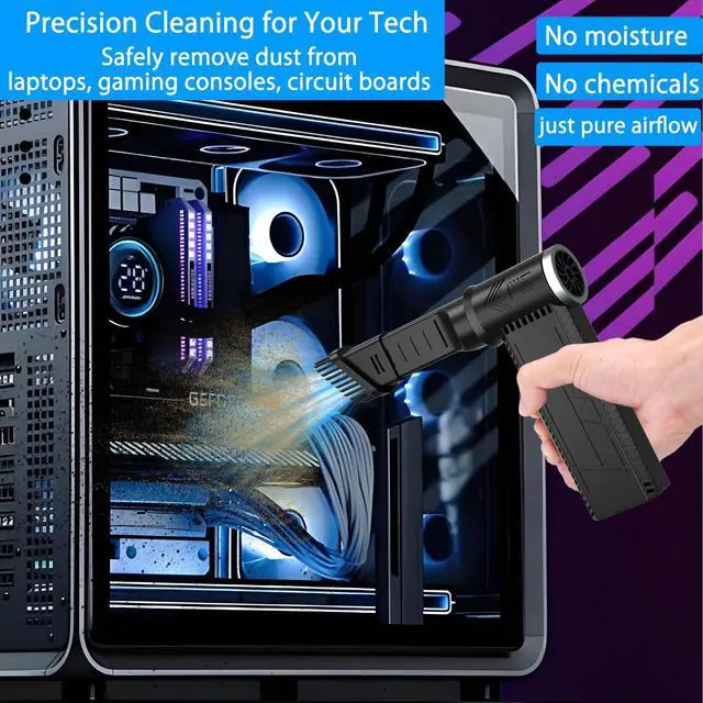 Alt view image 2 of 7 - Electric Compressed Air Duster -120000RPM Super Power Cordless Air Duster, Rechargeable Brushless Motor Durable Blower, 4-Gear Adjustable Dust Blower for Computer,PC,Keyboard Charging