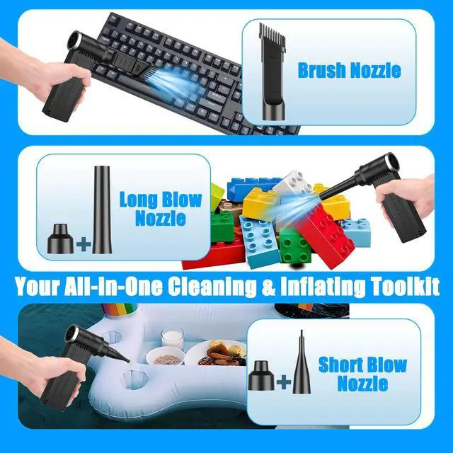 Alt view image 5 of 7 - Electric Compressed Air Duster -120000RPM Super Power Cordless Air Duster, Rechargeable Brushless Motor Durable Blower, 4-Gear Adjustable Dust Blower for Computer,PC,Keyboard Charging
