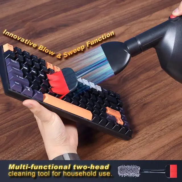Alt view image 3 of 7 - Electric Air Duster for Electronics, 500W 31m/s High-Powered Keyboard Cleaner - Reusable Cordless Air Blower with Anti-Static Brush, 70% Quieter Than Compressed Air Cans