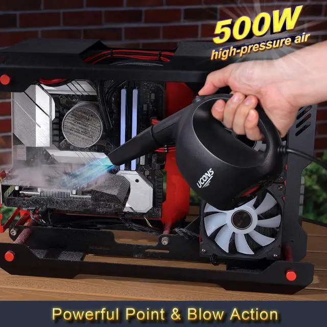 Alt view image 2 of 7 - Electric Air Duster for Electronics, 500W 31m/s High-Powered Keyboard Cleaner - Reusable Cordless Air Blower with Anti-Static Brush, 70% Quieter Than Compressed Air Cans