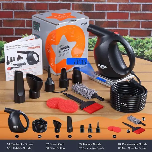Alt view image 7 of 7 - Electric Air Duster for Electronics, 500W 31m/s High-Powered Keyboard Cleaner - Reusable Cordless Air Blower with Anti-Static Brush, 70% Quieter Than Compressed Air Cans
