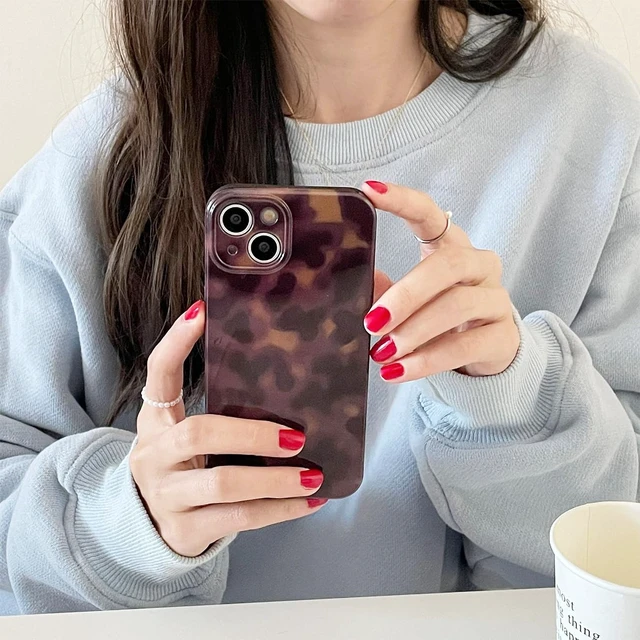 Alt view image 6 of 7 - Cute Phone Case for iPhone 16 Case Cheetah Leopard Print | Amber Tortoiseshell Pattern,Full Camera Protective,Slim Shockproof TPU,Aesthetic Girly Glossy Cover for Women Men-Brown