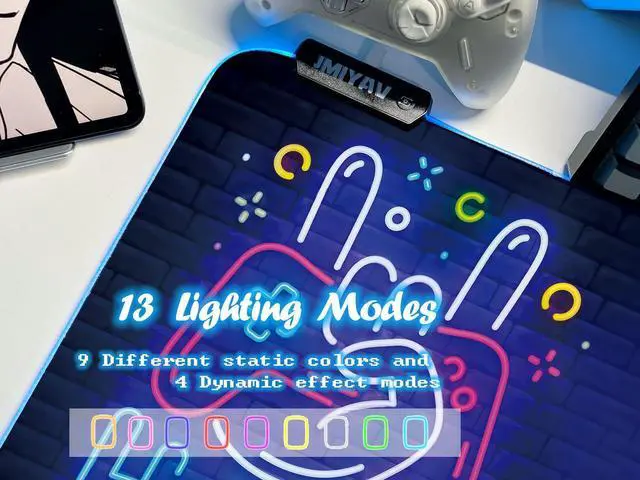 Alt view image 10 of 14 - Black Gaming Mouse Pad RGB Mousepad Non-Slip Rubber Base Extra Large Cool XL XXL Computer Desk Pad Gaming Accessories Setup LED Light Up Big Mouse Pad for Gamer Gaming Over (31.5x12In)