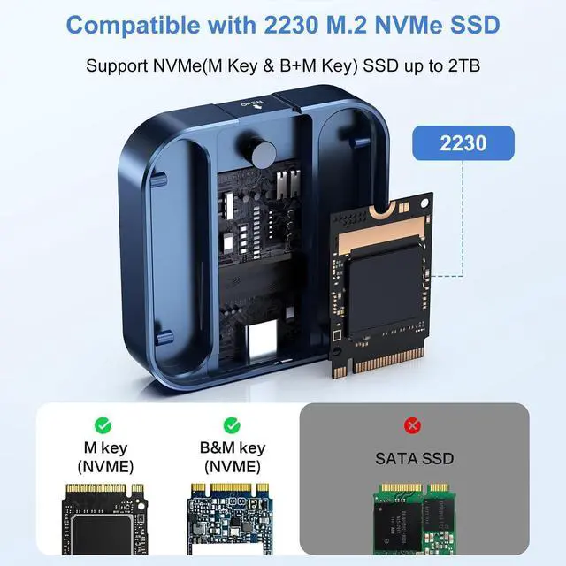 Alt view image 14 of 14 - Magnetic M.2 2230 NVMe SSD Enclosure, Keychain 40G USB4 Cable & Silicone Jacket Included, Supports USB 3.2 10G to NVMe PCI-E Adapter, for iPhone 15Pro Max ProRes Record & Save