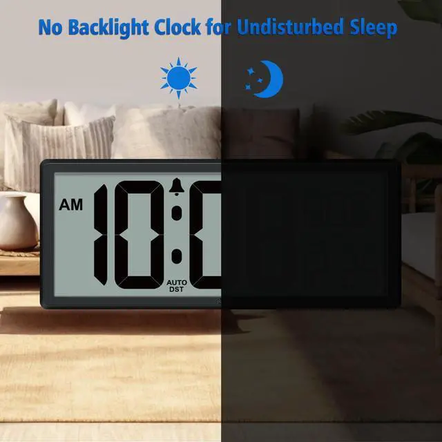 Alt view image 14 of 14 - 14.5'' Large Digital Wall Clock Battery Operated with Jumbo Numbers, Temperature and Date - Easy to Read and Set, Auto DST