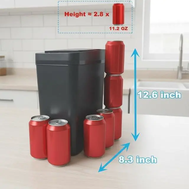 Alt view image 12 of 14 - Touchless Bathroom Trash Can - 2.5 Gallon Smart Trash Can Sensor Motion - Skinny Trash Bin with Lid - Electric, Narrow, Plastic, Auto Open - Small Slim Automatic Garbage Can (Black)