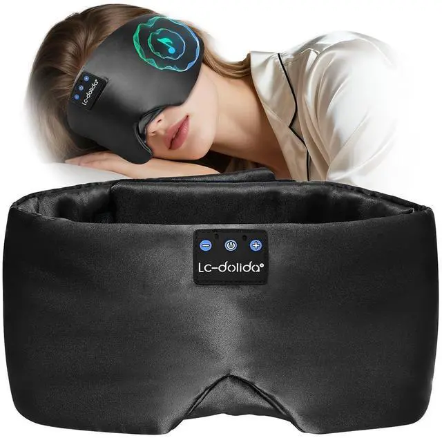 Alt view image 8 of 14 - Luxurious Silk Soft Sleep Mask, Sleep Headphones with Bluetooth 5.4 for Side Sleeper, Total Blackout Eye Sleeping Mask for Women and Men, Ideal Gift for Restful Sleep, Travel(Black)