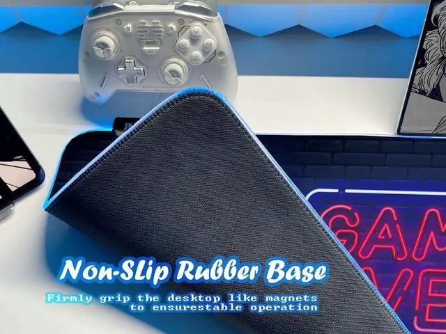 Alt view image 11 of 14 - Black Gaming Mouse Pad RGB Mousepad Non-Slip Rubber Base Extra Large Cool XL XXL Computer Desk Pad Gaming Accessories Setup LED Light Up Big Mouse Pad for Gamer Gaming Over (31.5x12In)