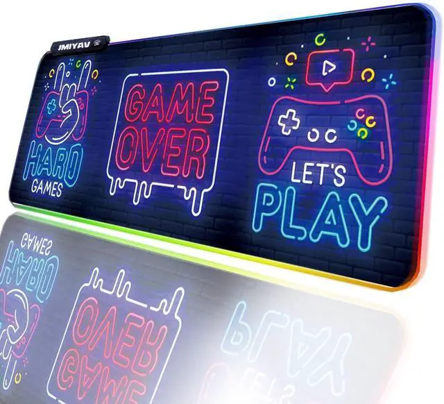 Alt view image 14 of 14 - Black Gaming Mouse Pad RGB Mousepad Non-Slip Rubber Base Extra Large Cool XL XXL Computer Desk Pad Gaming Accessories Setup LED Light Up Big Mouse Pad for Gamer Gaming Over (31.5x12In)