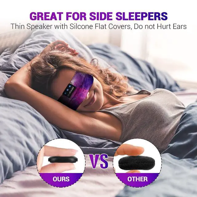 Alt view image 9 of 14 - Sleep Headphones Bluetooth Headband Sleeping Wireless Headband Headphones with Thin HD Stereo Speakers Perfect for Side Sleepers, Sport, Yoga, Travel