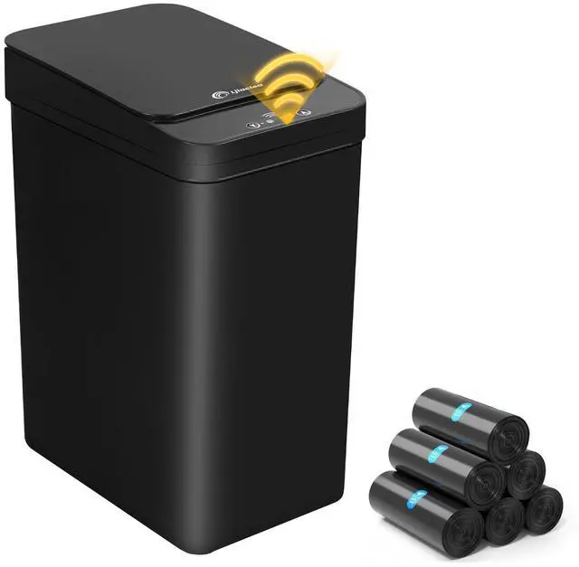 Alt view image 8 of 14 - Black Bathroom Trash Can 2.6 Gallon Motion Sensor Trash Cans Automatic Touchless Garbage Bin Small Smart Trash Can for Bathroom,Kitchen, Toilet, Bedroom, RV
