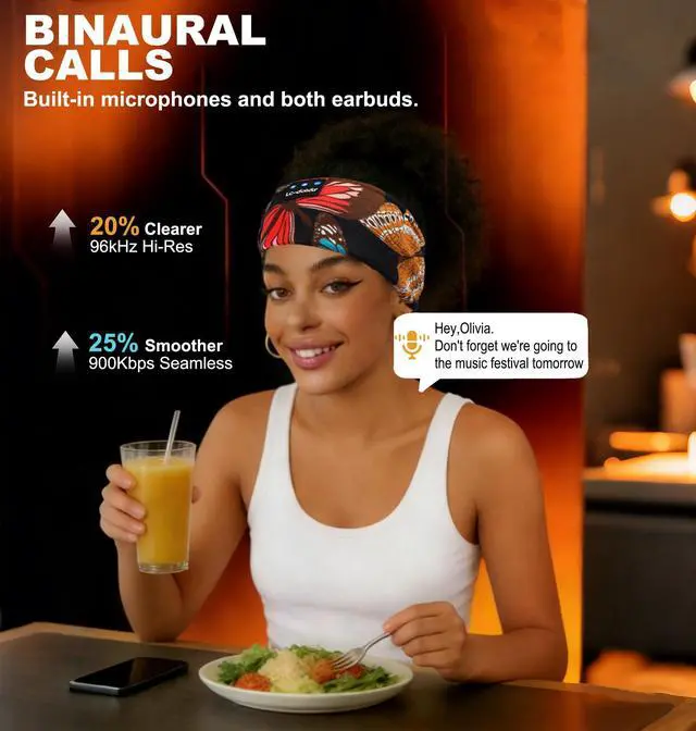 Alt view image 12 of 14 - Sleep Headphones Headband Bluetooth 5.4, Sports Headband Earphones Wireless with Speaker Microphone USB C for Women Sleeping Gift Workout Jogging Yoga Insomnia Travel Meditation, Butterfly