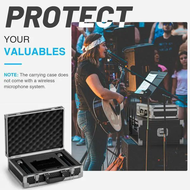 Alt view image 11 of 12 - Medium Size Carrying Case, Customizable Pre-Diced Foam, Aluminum Alloy Sturdy Build, Suitable for Wireless Mic System Storage & Camera Gear Transportation