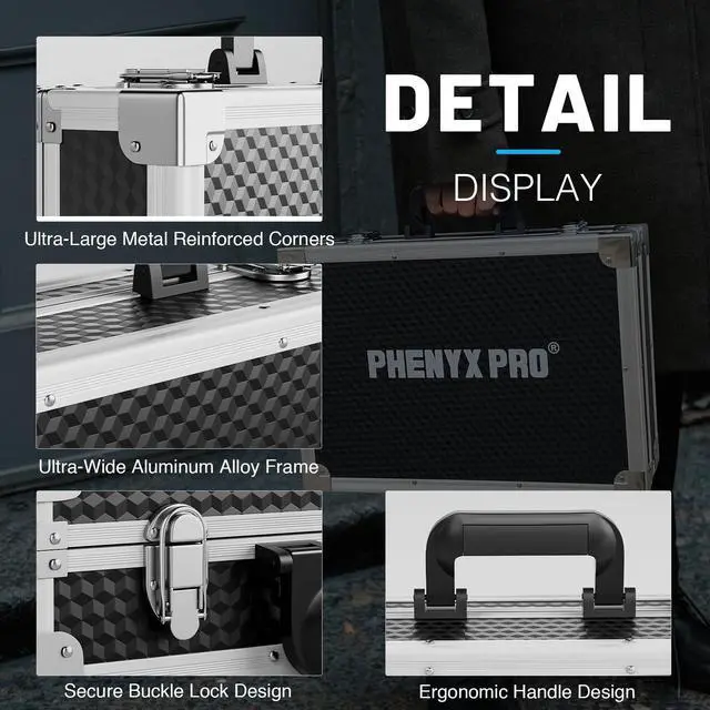 Alt view image 9 of 12 - Medium Size Carrying Case, Customizable Pre-Diced Foam, Aluminum Alloy Sturdy Build, Suitable for Wireless Mic System Storage & Camera Gear Transportation