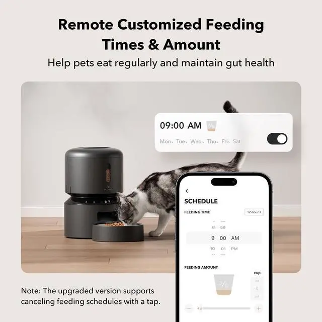 Alt view image 9 of 14 - Automatic Cat Feeder, 5G WiFi Pet Feeder with Freshness Preservation, Timed Cat Feeders for Dry Food, Up to 48 Portions 10 Meals Per Day, Granary Pet Feeder for Cat/Dog