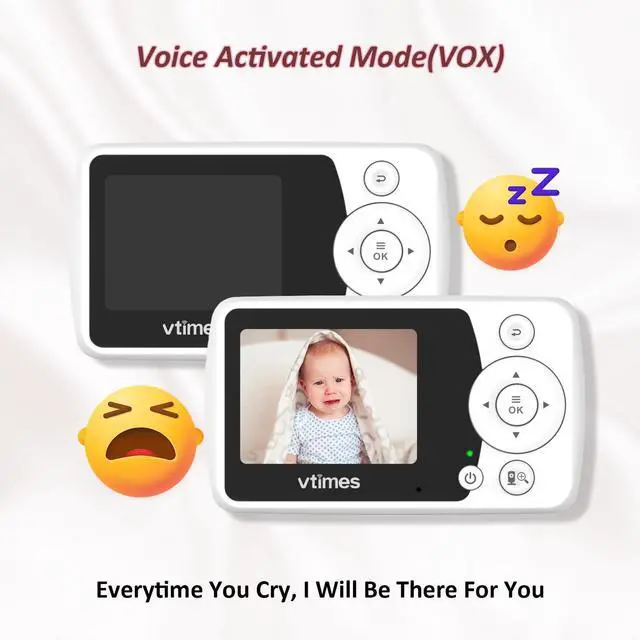 Alt view image 12 of 14 - Baby Monitor with Camera and Audio, Video Baby Monitor No WiFi Night Vision 2.4" LCD Screen Portable Baby Camera Monitor Alarm Lullaby Temperature Sensor and 1000ft, Ideal for Baby/Elderly/Pet