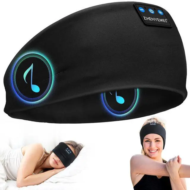 Alt view image 8 of 14 - Sleep Headphones Wireless Bluetooth 5.4 Headband, Sports Earphones Sleep Earbuds with HD Stereo Speaker Microphone for Workout Jogging Yoga Insomnia Air Travel Meditation Unique Gifts Black