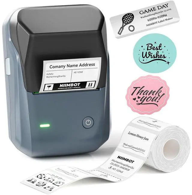 Alt view image 8 of 14 - B1 Label Maker Machine, Thermal Label Printer Easy to Use for Office, Home, Business, Came with 1 Roll White Label(Blue)