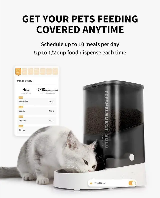 Alt view image 11 of 14 - Automatic Cat Feeder, 2.4G WiFi Automatic Dog Feeder, App Control Pet Food Dispenser with Triple Fresh-Lock System, Up to 10 Meals Per Day, Schedule Feeding, Food Shortage Alert, 3L Capacity