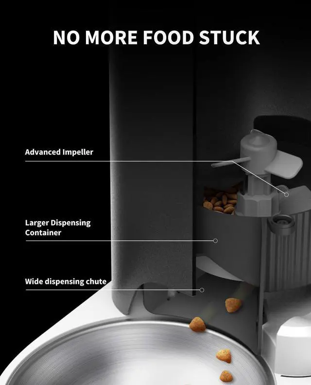 Alt view image 14 of 14 - Automatic Cat Feeder, 2.4G WiFi Automatic Dog Feeder, App Control Pet Food Dispenser with Triple Fresh-Lock System, Up to 10 Meals Per Day, Schedule Feeding, Food Shortage Alert, 3L Capacity