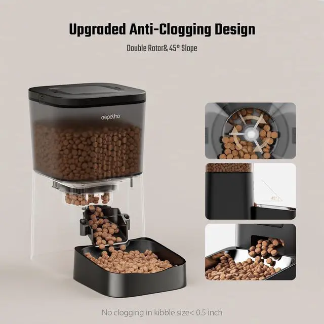 Alt view image 11 of 12 - Automatic Cat Feeder- 4L Timed Cat Food Dispenser 1-6 Meals Control for Cat and Small Dog- Auto Pet Feeder with Desiccant Bag Keep Fresh for Reliable Easy Set Up and Clean- Voice Recorder