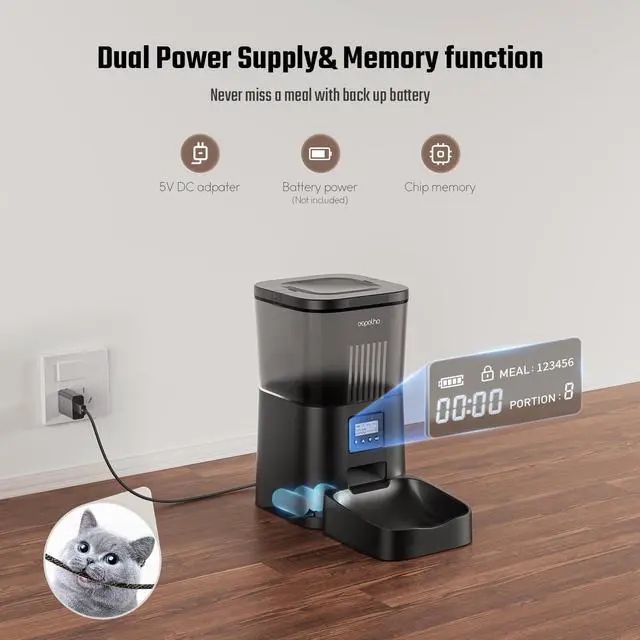 Alt view image 10 of 12 - Automatic Cat Feeder- 4L Timed Cat Food Dispenser 1-6 Meals Control for Cat and Small Dog- Auto Pet Feeder with Desiccant Bag Keep Fresh for Reliable Easy Set Up and Clean- Voice Recorder