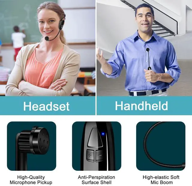Alt view image 11 of 14 - Wireless Microphone Headset, 2.4GHz Cordless Head Mic, USB-C Charging Microphones, 165ft Range, for Voice Amplifier Speaker Pa System Teaching Tour Guides Conference Yoga Dance Fitness Instructor