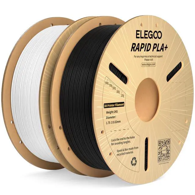 Alt view image 5 of 8 - Rapid PLA Plus Filament 1.75mm Black & White 2KG, PLA+ 3D Printer Filament for 600 mm/s High Speed Printing, Dimensional Accuracy +/- 0.02 mm, 2 Pack 1kg Spool(2.2lbs)