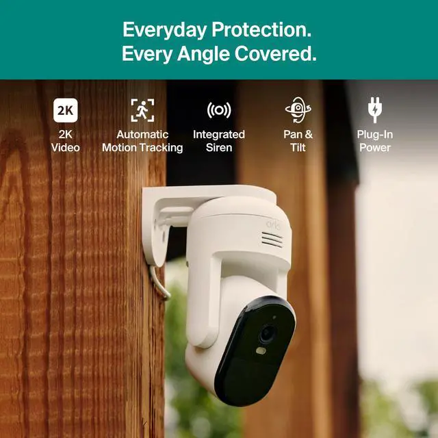Alt view image 10 of 12 - Essential Pan Tilt Security Camera 2K - Wired Plug-in Power Outdoor Camera, Person Recognition, Package Detection, Animated Preview, 1-Month Trial of Secure Plan, Auto Motion Tracking, 2 Cam