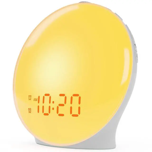 Alt view image 8 of 14 - Wake Up Light Sunrise Alarm Clock for Kids, Heavy Sleepers, Bedroom, with Sunrise Simulation, Sleep Aid, Dual Alarms, FM Radio, Snooze, Nightlight, Daylight, 7 Colors, 7 Natural Sounds, Ideal for Gift