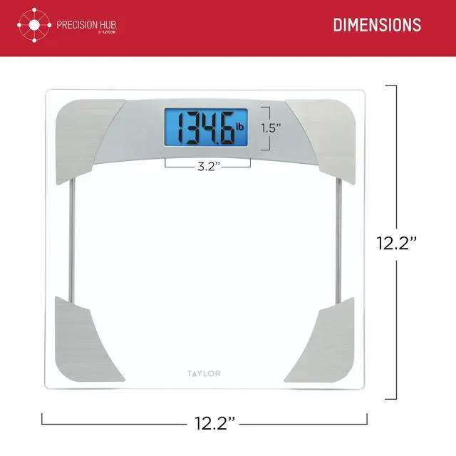 Alt view image 10 of 14 - Digital Scales for Body Weight, 400 LB Capacity, Unique Blue LCD, Stainless Steel Accents, Glass Platform, 12.2 x 12.2 Inches, Clear